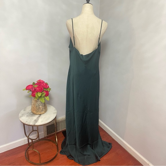 # Shona Joy Emerald Cowl Neck Satin Gown- New With Tag- Size 12 - Reemoly - Picture 11 of 14